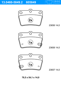 Remblokkenset, schijfrem ATE, u.a. für Toyota