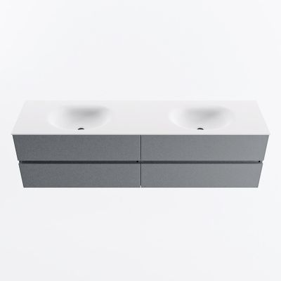 MONDIAZ VICA 180cm badmeubel onderkast Plata 4 lades. Wastafel MOON dubbel zonder kraangat, kleur Talc.