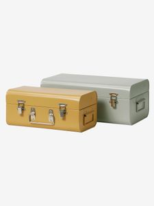 Set van 2 metalen koffers groen/geel