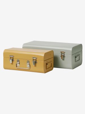 Set van 2 metalen koffers groen/geel