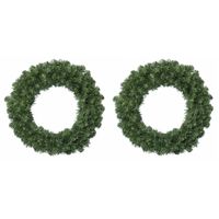 2x stuks kerstkransen/dennenkransen groen 35 cm - Kerstkransen