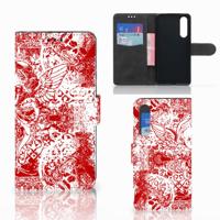 Telefoonhoesje met Naam Huawei P30 Angel Skull Rood | Portemonnee hoesje