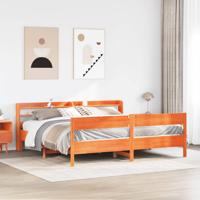 Bedframe zonder matras massief grenenhout wasbruin 200x200 cm