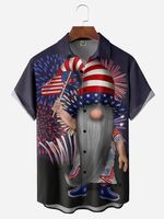 American Flag Gnome Chest Pocket Short Sleeve Casual Shirt - thumbnail