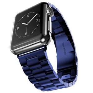 Bandje geschikt voor Apple Watch 38/40MM - Maat One Size - Metalen band - Polsband - Vlindersluiting - Metaal - Blauw