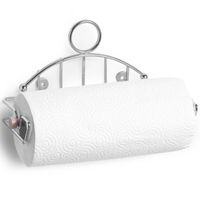 Zilveren metalen keukenrolhouder voor aan de muur 28 x 13 cm - Keukenrolhouders