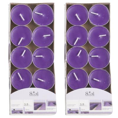 Arti Casa Geurtheelichtjes - 20x stuks - lavendel - paars - was/paraffine - 3,5 uur