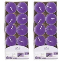 Arti Casa Geurtheelichtjes - 20x stuks - lavendel - paars - was/paraffine - 3,5 uur