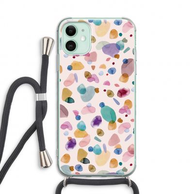 Terrazzo Memphis Pink: iPhone 11 Transparant Hoesje met koord