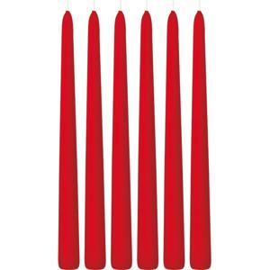 Trend Candles Dinerkaarsen - 6x - rood - 13 branduren - 30 cm