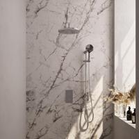 Brauer Chrome Carving Thermostatische Regendoucheset Inbouw - Hoofddouche 30 cm - Gebogen Wandarm - 3 Weg - Handdouche 3 Standen - Doucheslang - Geintegreerde Glijstang - Chroom