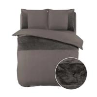 Dekbedovertrek Velvet Band - Eenpersoons (140x200 cm) - Zwart/ Wit/ Groen/ Taupe/ Grijs/ Roze Microvezel - Dessin: Effen - Sleeptime -