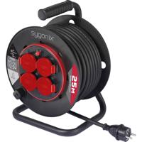 Sygonix SY-10236135 Kabelhaspel 25 m Zwart Randaarde stekker