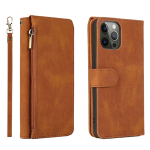 iPhone 15 Plus hoesje - Bookcase - Pasjeshouder - Portemonnee - Rits - Kunstleer - Bruin