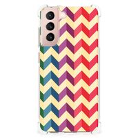 Samsung Galaxy S21 FE Doorzichtige Silicone Hoesje Zigzag Multi Color