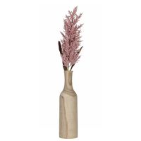 Decoratie pampasgras kunst pluim in houten vaas - oudroze - 88 cm