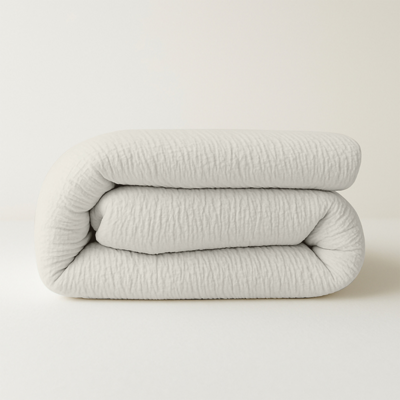 Easy Dekbed & Dekbedovertrek In 1 Mousseline Off White Effen 240x200 Cm Warmteklasse 2 Winter & Anti Allergie & Anti Huisstofmijt Zydante -
