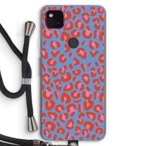 Leopard blue: Pixel 4a 5G Transparant Hoesje met koord