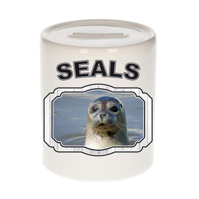 Dieren grijze zeehond spaarpot - seals/ zeehonden spaarpotten kinderen 9 cm