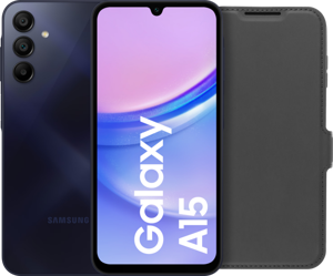 Samsung Galaxy A15 128GB Zwart 5G + BlueBuilt Book Case Zwart