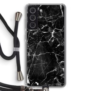 Zwart Marmer 2: Samsung Galaxy S21 FE Transparant Hoesje met koord