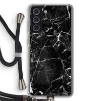 Zwart Marmer 2: Samsung Galaxy S21 FE Transparant Hoesje met koord
