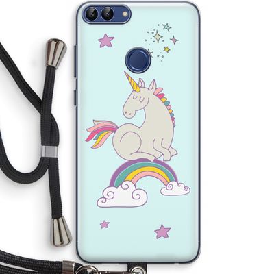 Regenboog eenhoorn: Huawei P Smart (2018) Transparant Hoesje met koord