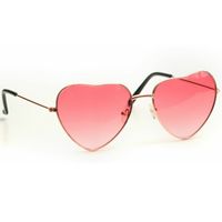 Hippie Flower Power hartjes zonnebril roze - Sixties   - - thumbnail