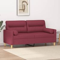Tweezitsbank met sierkussens 140 cm stof wijnrood