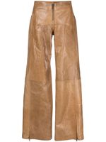 KNWLS pantalon en cuir à coupe évasée - Marron