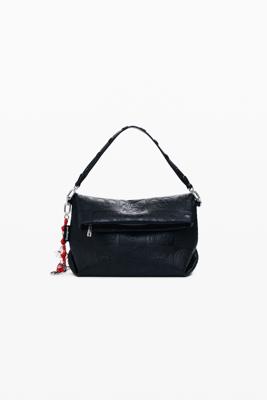 Middelgrote schoudertas met klep in leerlook Mickey™ - BLACK - U