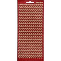 Stickers, harten, vel 10x23 cm, goud, rood glitter, 1 vel