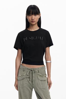 T-shirt met logo en studs - BLACK - XL