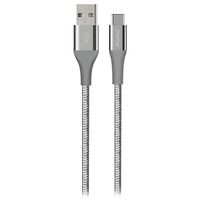 Puro Fabric K2 Oplaad & Synchroniseer USB-A / USB-C Kabel - 1,2m - Spacegrijs - thumbnail