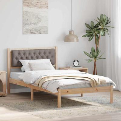 Bedframe met hoofdeinde Taupe 100 x 200 cm Stof Bedframe met hoofdeinde Taupe 100 x 200 cm Stof