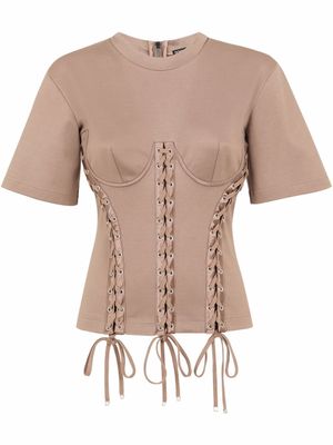 Dolce & Gabbana t-shirt en coton à détails d'œillets - Tons neutres