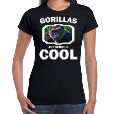 Dieren stoere gorilla t-shirt zwart dames - gorillas are cool shirt