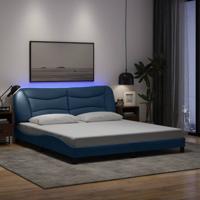 Bedframe met LED zonder matras "Hvar" 180x200 cm stof blauw
