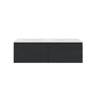 Badkamermeubelset Gliss Eros 120 cm Met Wastafel Met 1 Lade Zwart Eiken