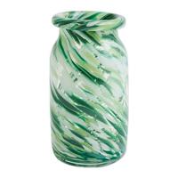 "HAY Splash Vaas Roll Neck H 20,5 cm - Green swirl "