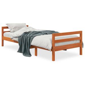 Bedframe massief grenenhout wasbruin 90x190 cm