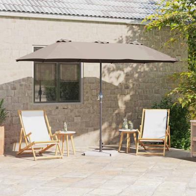 Tuinparasol Taupe 380 x 196 x 235 cm Poedergecoat staal