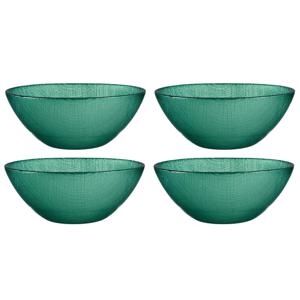 Kommetjes/serveer schaaltjes - 4x - Murano - glas - D15 x H6 cm - groen - Stapelbaar