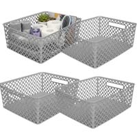 Storage Solutions Kast Opbergmand - 4x - van kunststof - grijs - 29 x 35 x 13 cm - 11 liter inhoud
