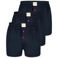 Phil & Co Phil & Co Wijde Boxershorts Heren Effen Blauw 3-Pack