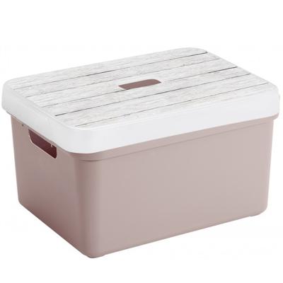 Sunware opslagbox - 13 liter - roze - kunststof - 35 x 25 x 18 cm - met afsluitbare deksel