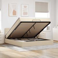 Ottoman bed met matras 200x200 cm stof crèmekleurig