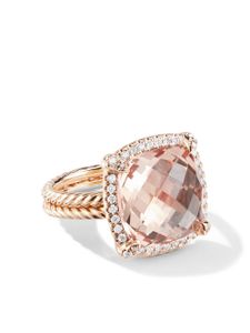 David Yurman bague Châtelaine en or rose 18ct ornée de diamants et morganite