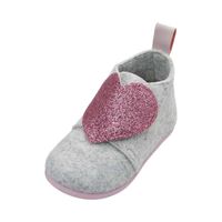 Playshoes pantoffels vilt grijs glitterhart Maat