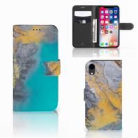 Apple iPhone Xr | Bookcase | Marble Blue Gold